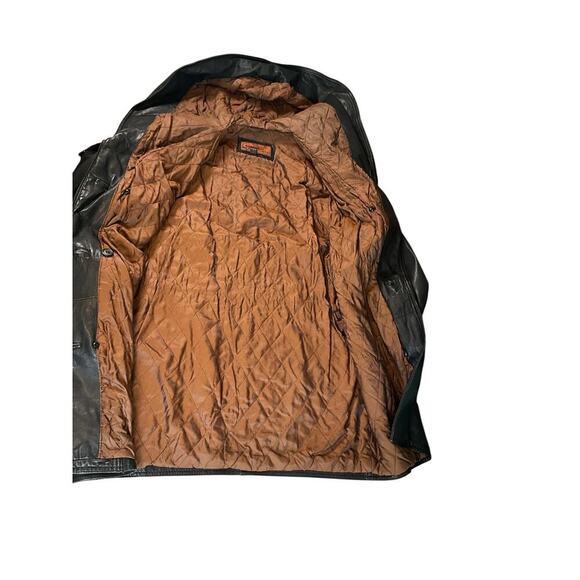 Vintage Hooded Cayenne 100% Leather Jacket 1990's Drawstring Waist SZ Small Men - Picture 5 of 12